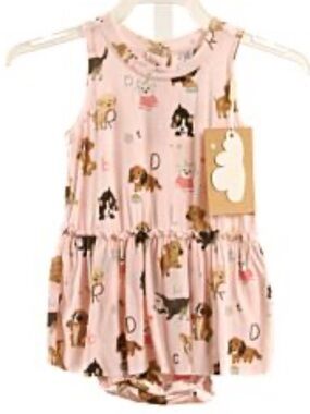 Angel Dear Pink Puppy Print Baby Romper NWT Size 3-6 months